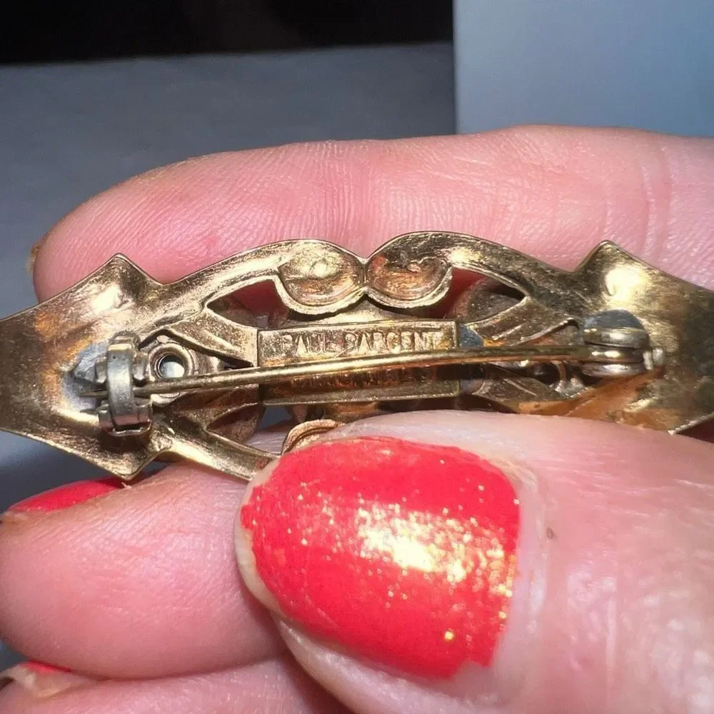 Paul‎ Sargent Originals Vintage Gold Tone And Faux Pearl Brooch